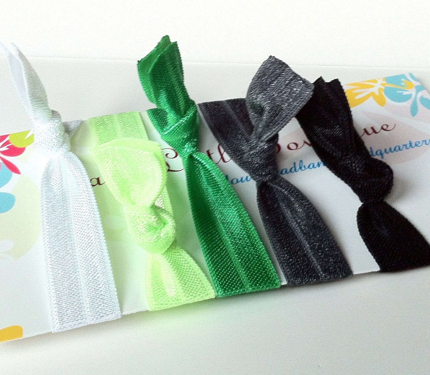 Green Hair Ties no crease elastic ponytail holders