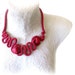Chunky Necklace Modern Crochet Statement Crimson Red Nuggets