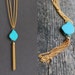 SALE 10% OFF Blue-golden chain necklace with Turquoise Nugget Freeform Bead