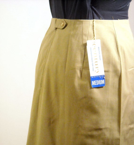 Vintage A Line Secretary Skirt 1950s Deadstock Gold High Waist