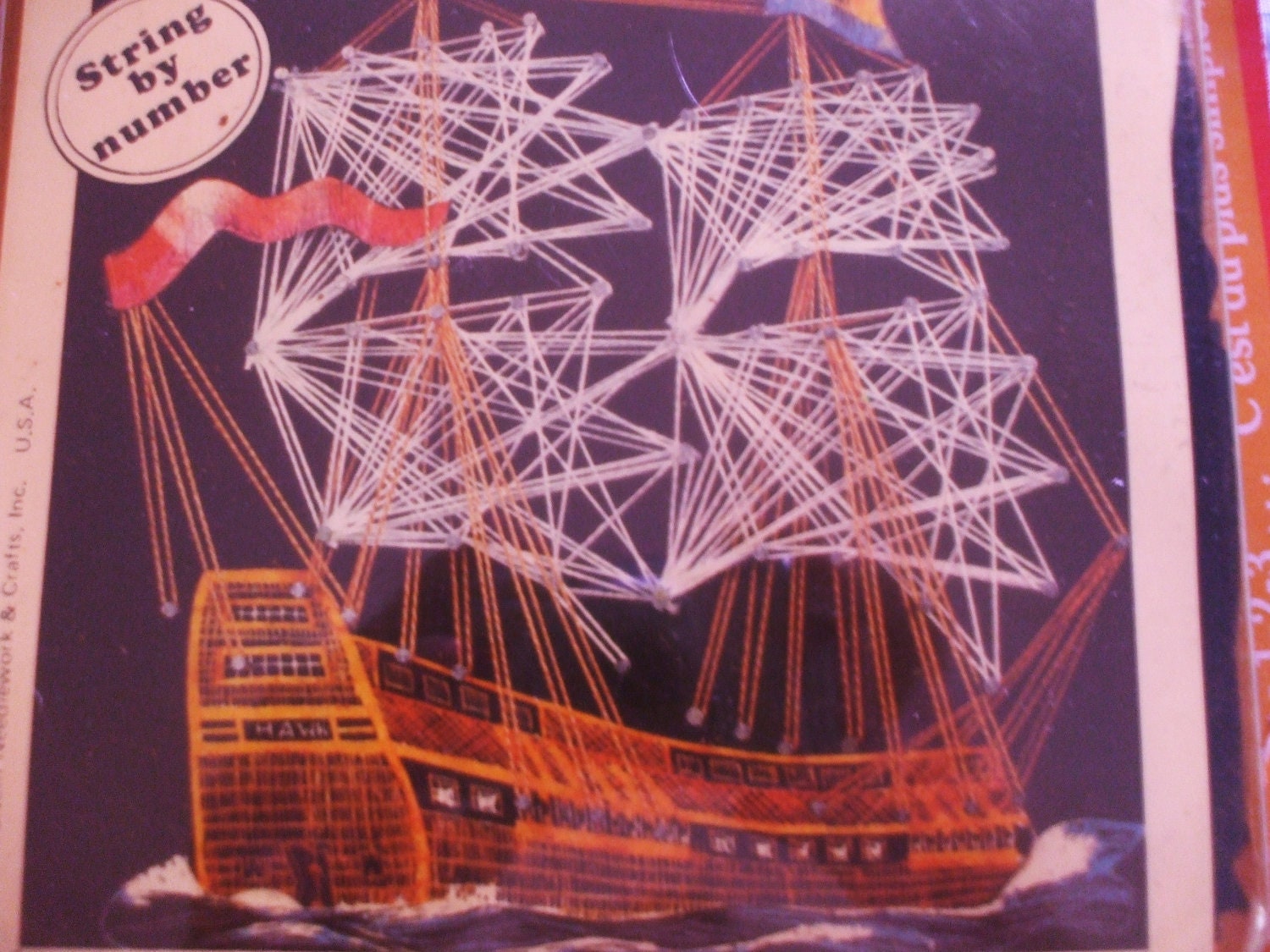 1979 vintage STRING ART kit....War Ship...unused never open