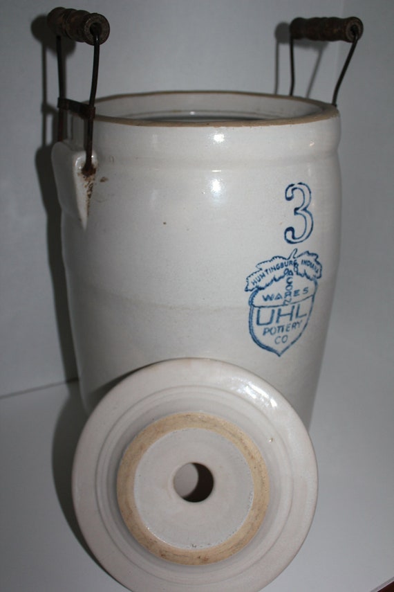 Antique Crock 3 Gallon Butter Churn Acorn UHL Pottery