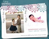 Fireworks. New Year New Baby. Any colors and text. Multi Photo Birth Announcement. By Tipsy Graphics Il_170x135