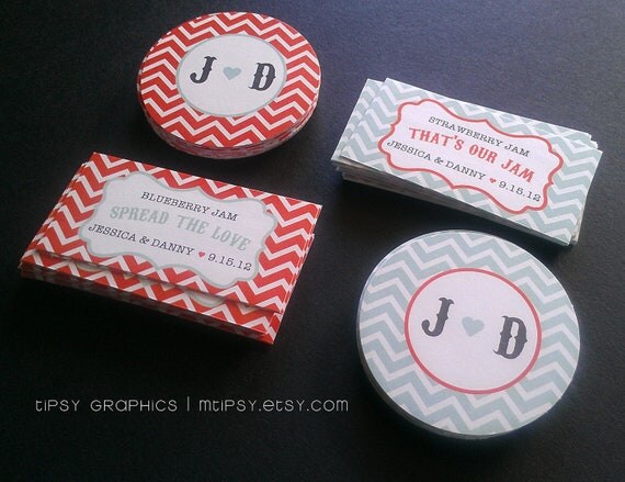 Chevron. Spread the Love. Jam Label & Matching Monogram Design Printable file, option to print. Wedding Favor. Any colors by Tipsy Graphics Il_570xn