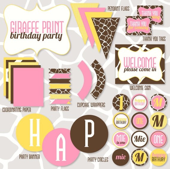 Giraffe Party PRINTABLE Full Collection by Love The Day Il_570xn