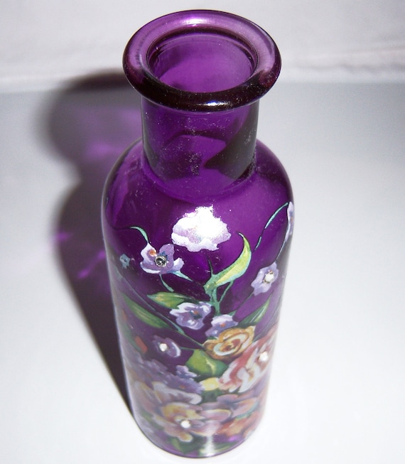 Purple bud vase multi floral swarovski crystals