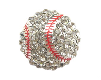 2pc or other quantity Baseball Crystal Rhinestone Sport Buckle - Shoe Clips, Baseball Cap, Sport Slider, Flipflop BUC-015 (30mm or 1.2inch)
