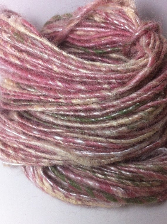 Antique Rose Handspun Yarn Skein 2 - Soy, Merino, Tencel, and Hand Dyed Bluefaced Leicester