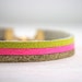 leather bracelet in hot pink, neon yellow, and glittery gold - multicolor bracelet