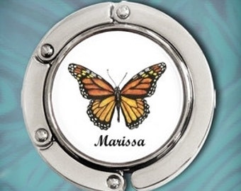 Personalized Purse Hook Purse Hanger - Monarch Butterfly