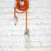 Textile cable lamp with switch and plug - orange bright