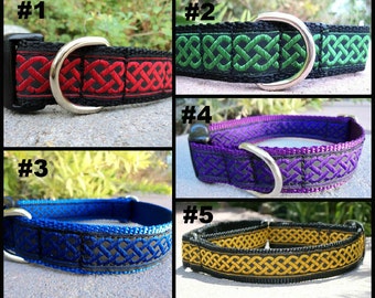 Celtic Knot dog collar 1" wide Quick Release buckle or Martingale collar adjustable - see inside description for detailed info