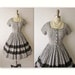 50's Gingham Dress // Vintage 1950's Black & White Gingham Cotton Lace Shirtwaist Garden Party Dress S