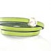 Bright chartreuse green triple wrapped leather bracelet with sphere magnetic clasp