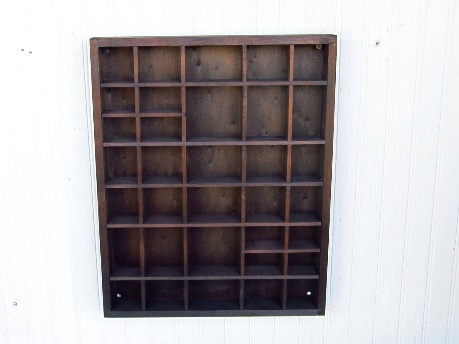 Vintage Wooden Cubby Wall Shelf