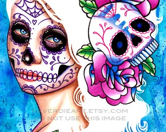 day of the dead pin up with sugar skull tattoos day of the dead pin up with sugar skull tattoos