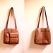 Vintage Cognac Leather Purse // Multi Compartment Shoulder Bag