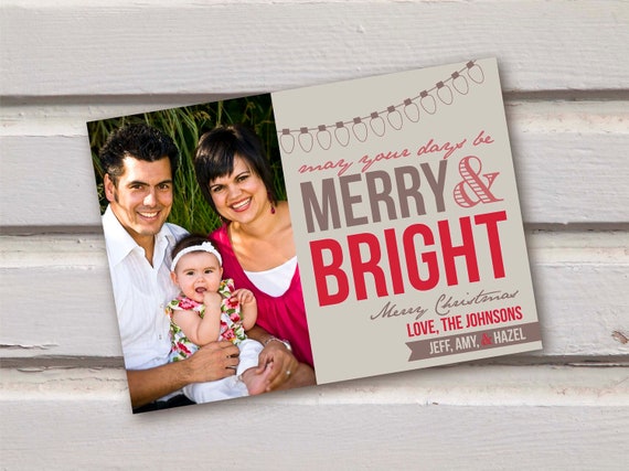 Items similar to Photo Christmas Card-Merry and Bright on Etsy