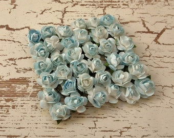 Blue craft Scrapbooking Paper bags for blue Tiny Flowers Aqua    paper Pale Paper Roses   36