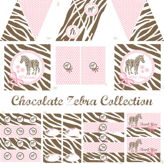 Zebra Printable Party Decorations for Birthday Party or Baby Shower - DIY Decor by BeeAndDaisy - INSTANT DOWNLOAD Il_570xn