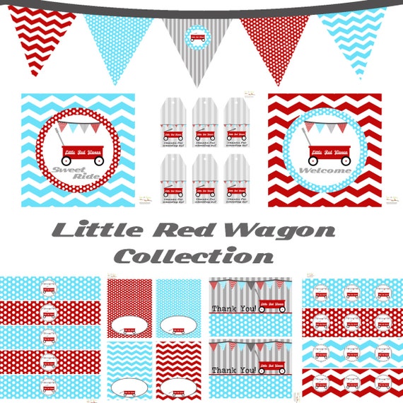 Little Red Wagon Printable Party Decorations for Birthday Party or Baby Shower - DIY Decor by BeeAndDaisy - INSTANT DOWNLOAD Il_570xn