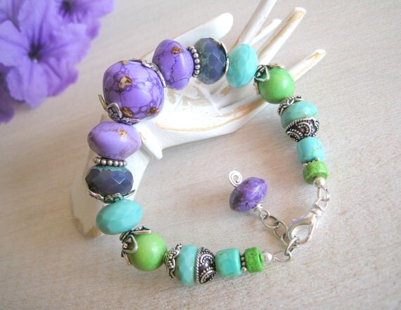 RESERVED Chunky Bead Bracelet Colorful Beaded Bracelet