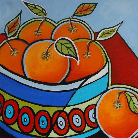 Oranges Still Life Painting Original Modern Abstract Art