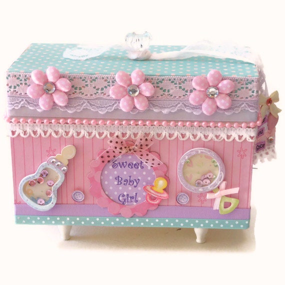 Cute Baby Keepsake Box Baby Shower Gift Baby Girl Memory Box