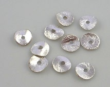 2 Designer Brushed 22K Vermeil Wavy Disc Beads 9089