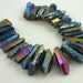 Peacock aura quartz pointer briolettes/nugget beads 22-34mm 1/4 strand