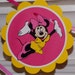 CLEARANCE Minnie Mouse Happy Birthday Banner ... yellow pink white ... polka dots stripes ... READY to SHIP ... girl birthday