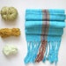 Turquoise Handwoven Scarf with Cotton and Eco-Conscious Fibers