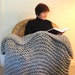 Marble Grey Chunky Knit Throw Blanket - Great Housewarming Present or Wedding Gift