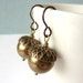 Acorn Earrings, Bronze Glass Pearls, Niobium Earrings