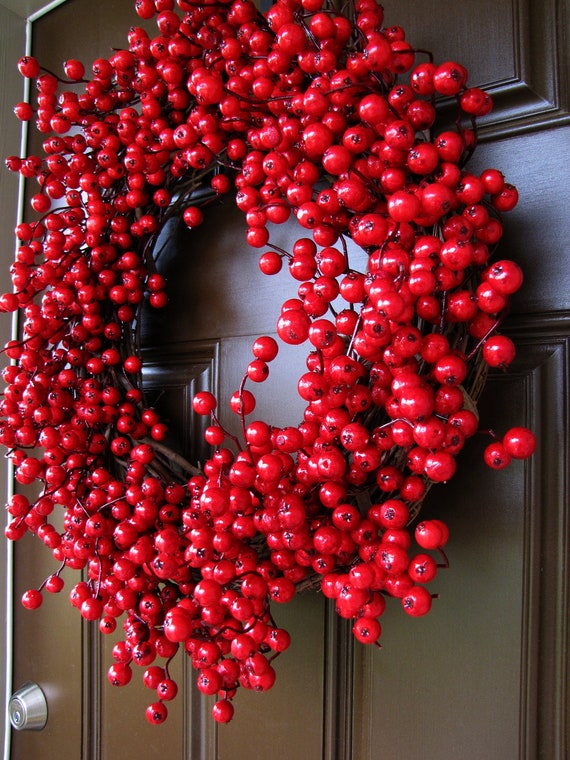 Red Cranberry Wreath Holiday Wreath Christmas Wreath Extra