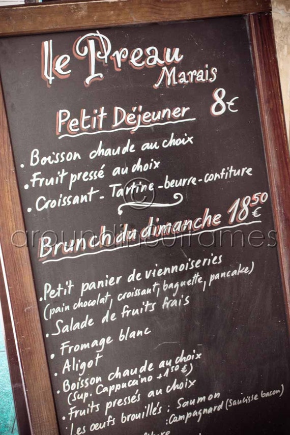 French Menus In Paris