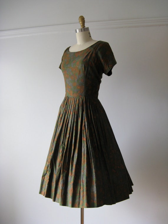 vintage 1950s dress / 50s dress / Winter Garden