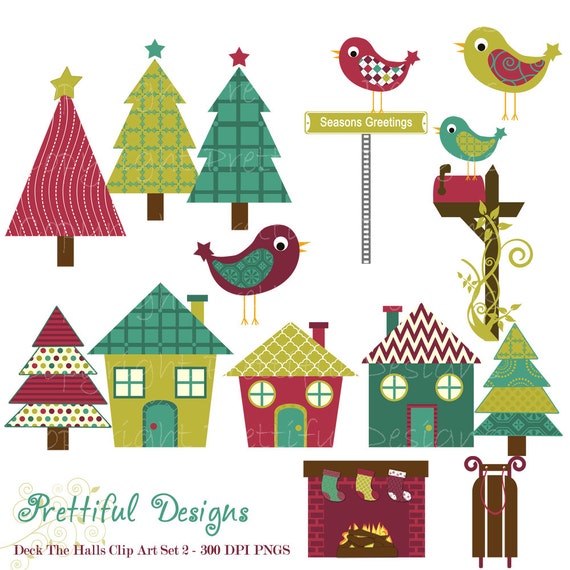 50% OFF SALE Christmas Clip Art - Personal or Commercial Use - Deck The Halls Set 2 (409) Il_570xn