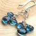 London Blue Topaz Earrings Sterling Silver Long dangling ocean blue gemstones clusters