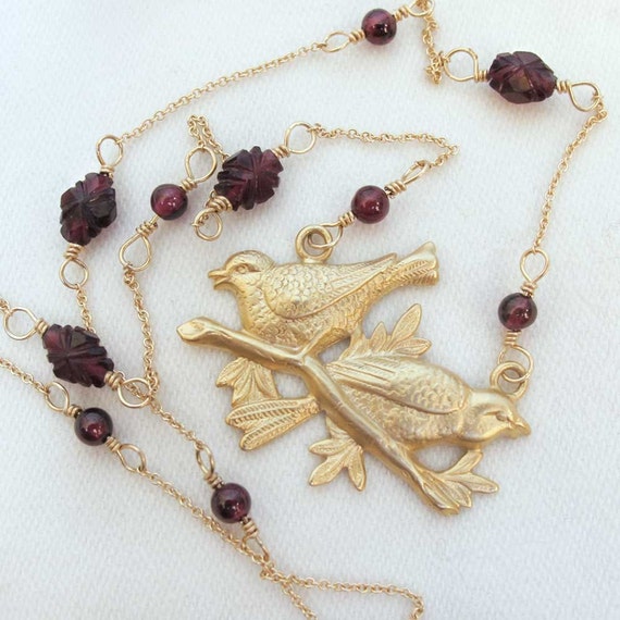 Two Turtle Doves Necklace Gold and by BeHappiness