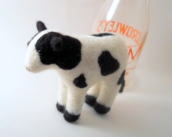 Felted Cow - Needle Felted Animal - Fiber Art