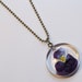 Clear Resin Pendant necklace real dried viola violet flower