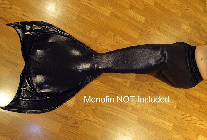 Black Swimmable Fabric Mermaid Tail Skin