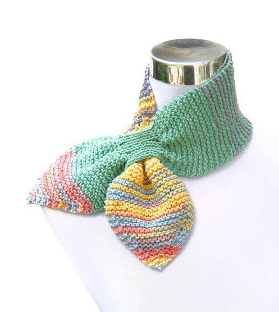 Knit scarf necktie 50s style retro ascot scarflette neck by jarg0n