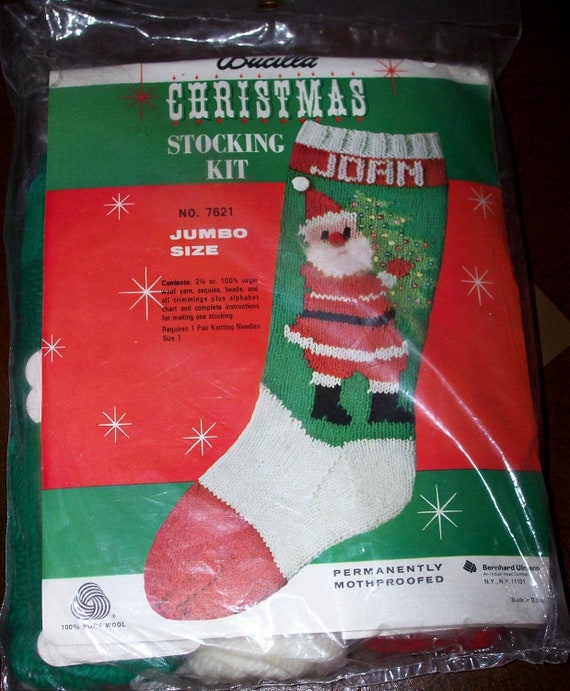 Bucilla Hand Knit Wool Knitted Christmas Stocking Santa Kit