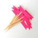 Cupcake Toppers, 12 Hot Pink Flags - Decor, Party, Reception, Celebrate, Celebration, Dessert, Paper, Wooden Picks, Birthday Party, Girl