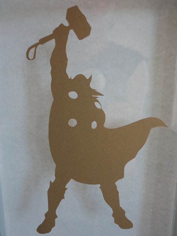 Items similar to Thor Silhouette Marvel Comics Papercut 4.5X7 GOLD on Etsy