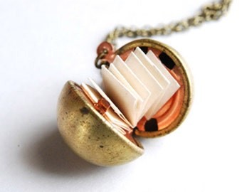 Vintage Brass Ball Locket With Paper For Personalized Messages. Various Chain Lengths