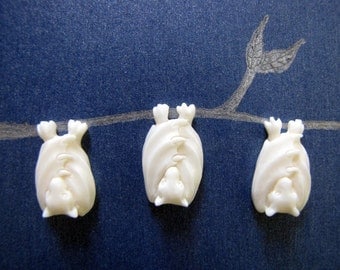 Little Bali Bat Carved Bone Flatbacked Bead