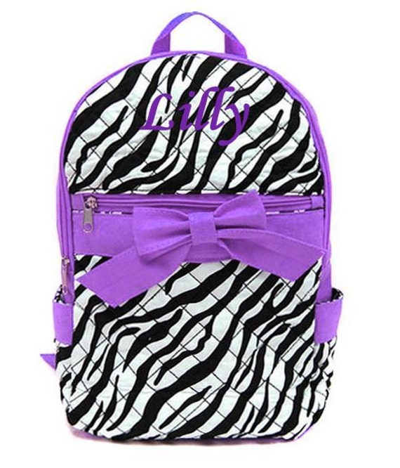Personalized Girls Zebra BackpackPURPLE by kozykidzboutique